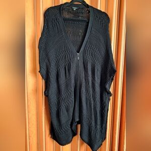 Black GUESS pancho Zip Up Sweater